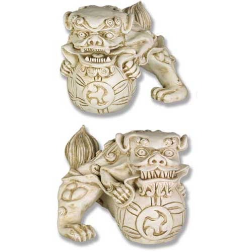 Baroque-inspired ornate guardian lion statues with intricate detailing and classical old world European motifs