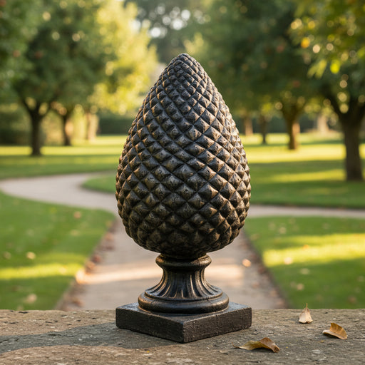 Pineapple Finial Outdoor Statue (32 - Inch) Side Angle