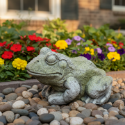 Frog Garden Statue (10 - Inch) Side Angle