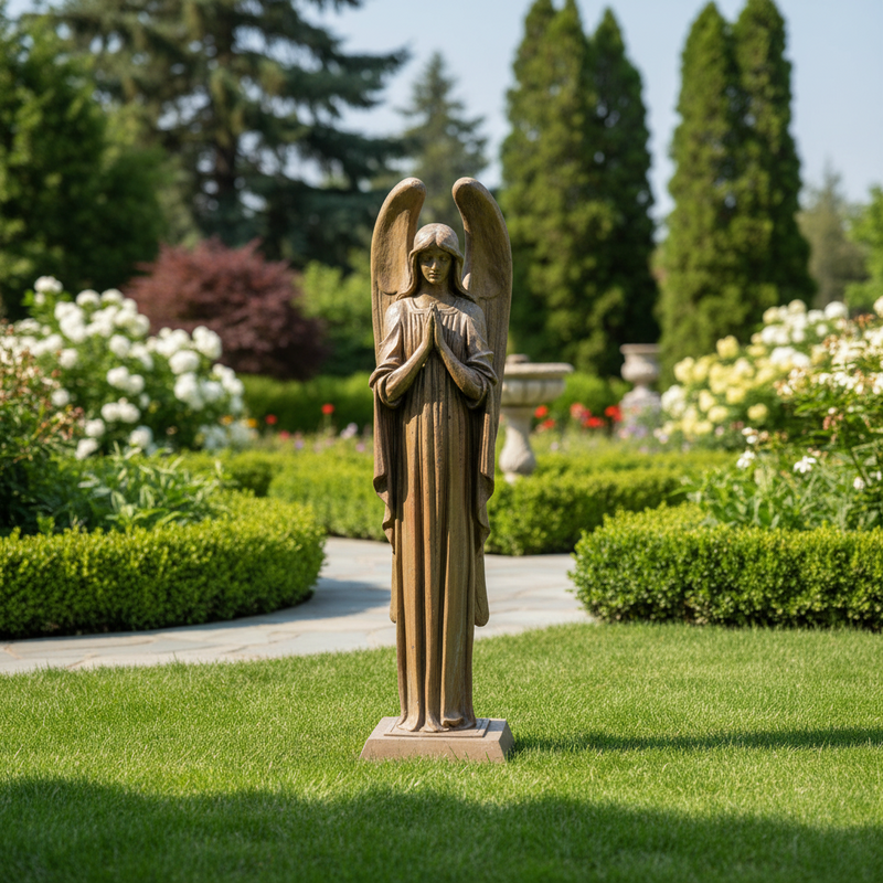 Angel in prayer Outdoor Statue (40 - Inch) Side View