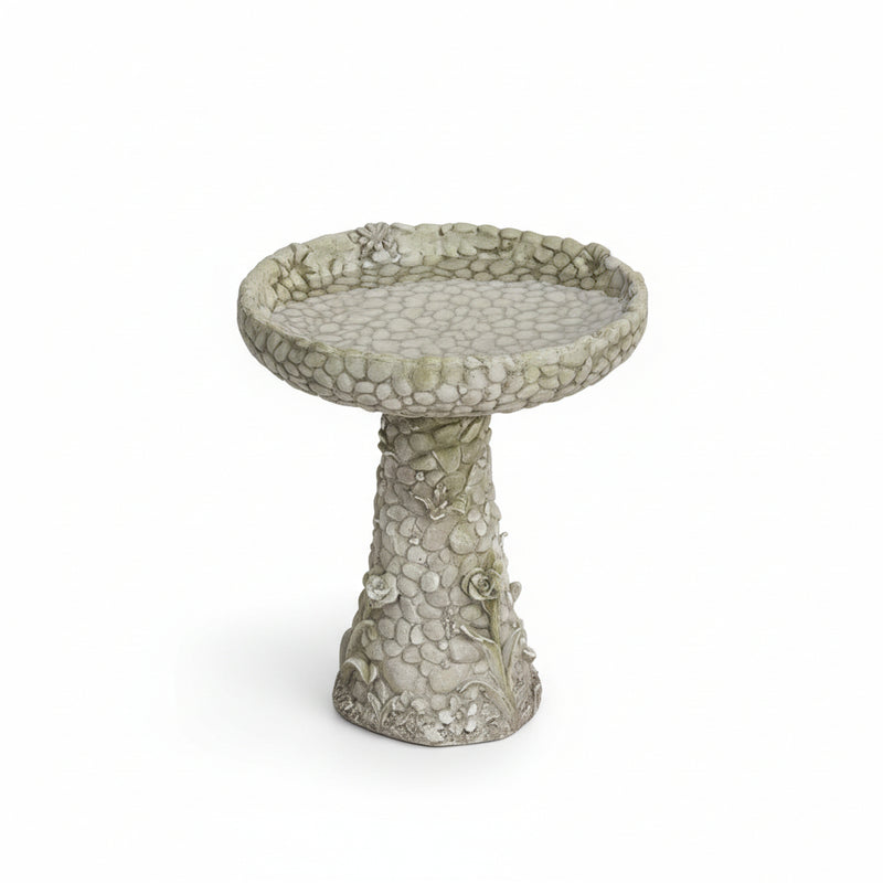 Stone And Flower Birdbath Statue (22 - Inch)