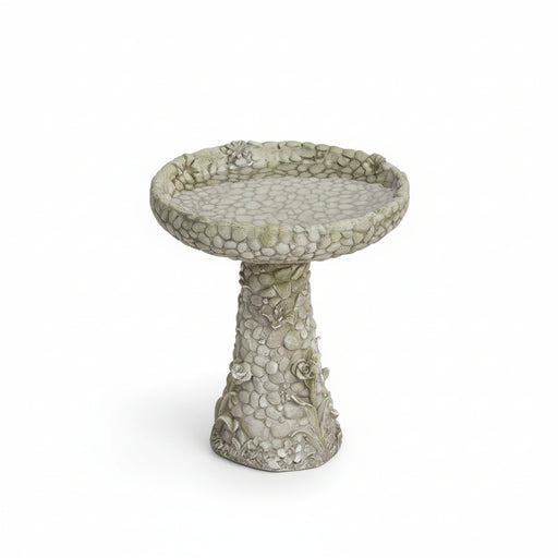Stone And Flower Birdbath Statue (22 - Inch)
