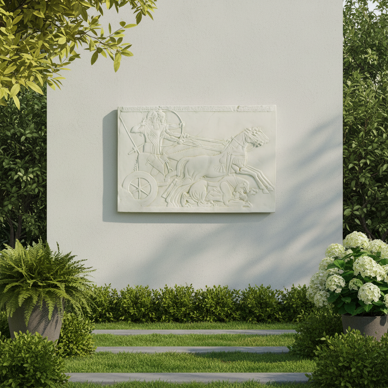 Assyrian Hunting Frieze Statue (37 - Inch) Side Angle