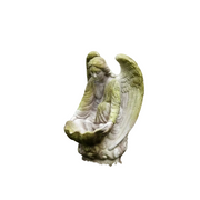 Innocent Kneeling angel holding a large scalloped shell bowl.