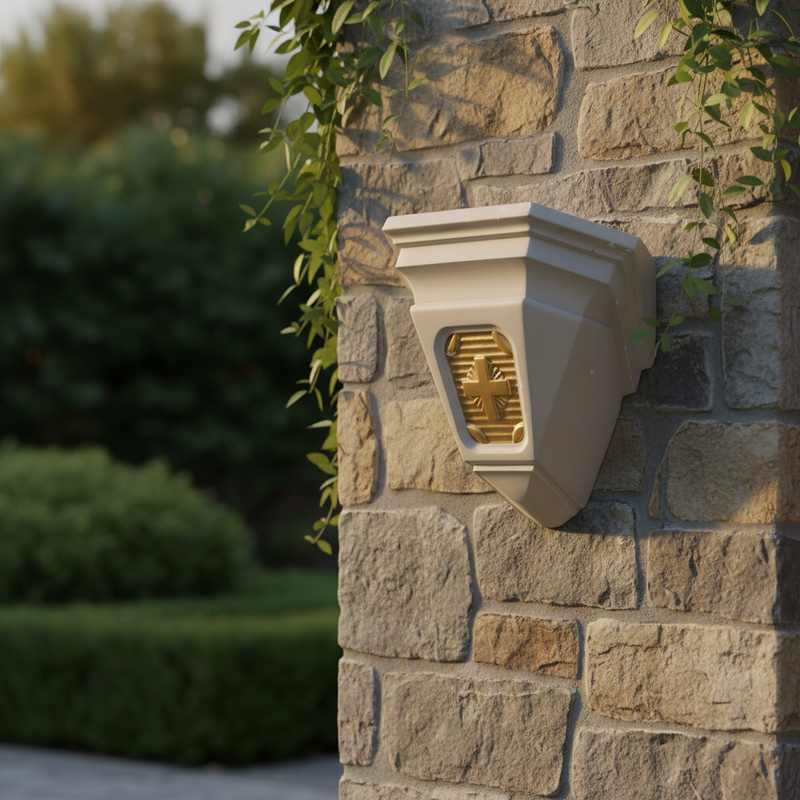 Religious Bracket with Cross Statue (14 - Inch) Side Angle