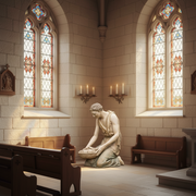 Kneeling Shepherd Religious Statue (42 - Inch) Side Angle