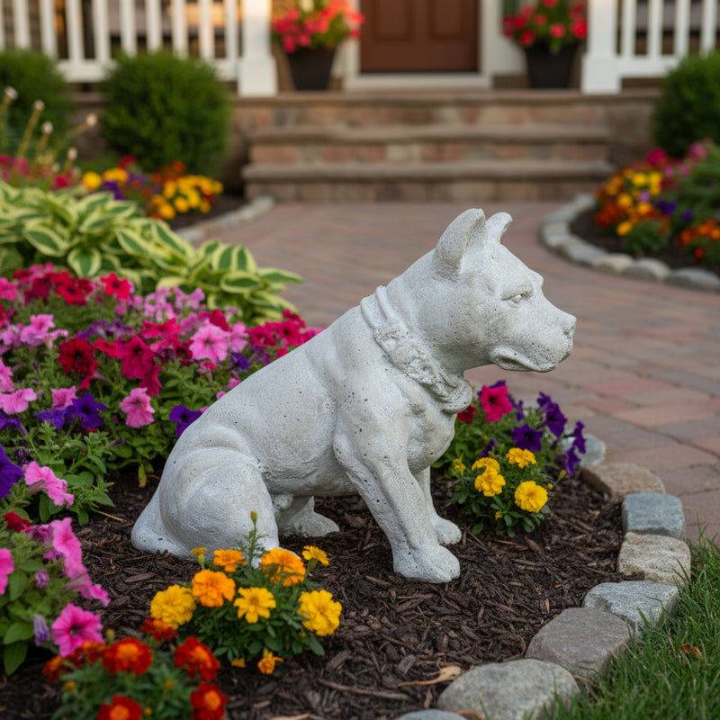 Fido Dog Garden Statue (8 - Inch) Side Angle