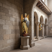 Saint Michael Shield Statue (55 - Inch) Side Angle