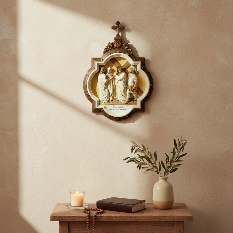Chapel Wall Plaque Stations of the Cross Number 4 (13.5 - Inch) Side Angle