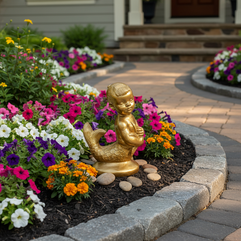 Mermaid Garden Statue (17 - Inch) Side Angle