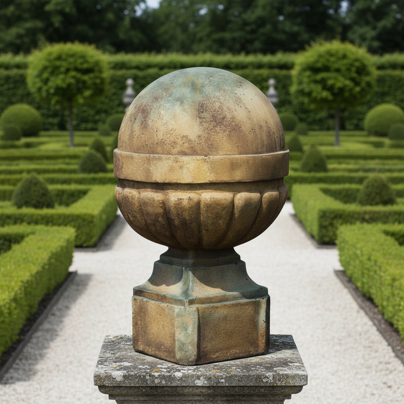 Palla Finial Outdoor Statue (14 - Inch) Side Angle