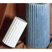 Fluted cylindrical containers with vertical grooves, inspired by classical Greek architectural columns, minimalist and sculptural design. Side View