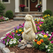 Rabbit Garden Statue (13 - Inch) Side Angle
