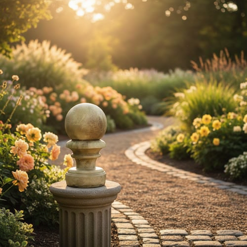 Ball Finial Britannia Outdoor Statue (18 - Inch) Side Angle