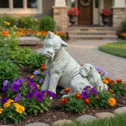Boxer Dog and Pup Garden Statue (13.5 - Inch) Side Angle