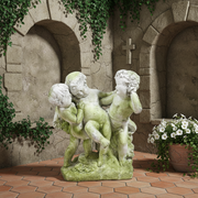 Cherub statue with children Outdoor Statue (23 - Inch) Side Angle