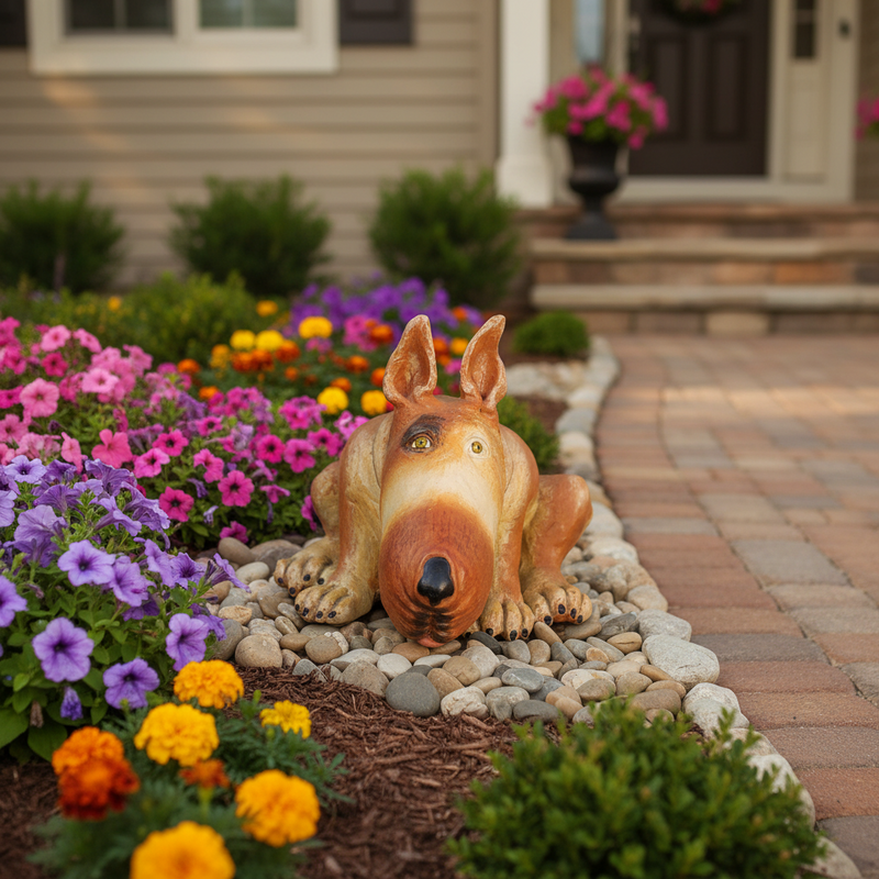 Laidman Lion Garden Statue (9 - Inch) Side Angle
