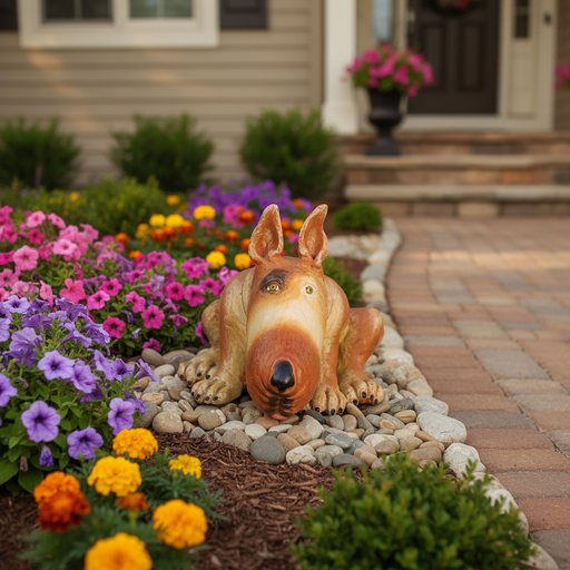 Laidman Lion Garden Statue (9 - Inch) Side Angle