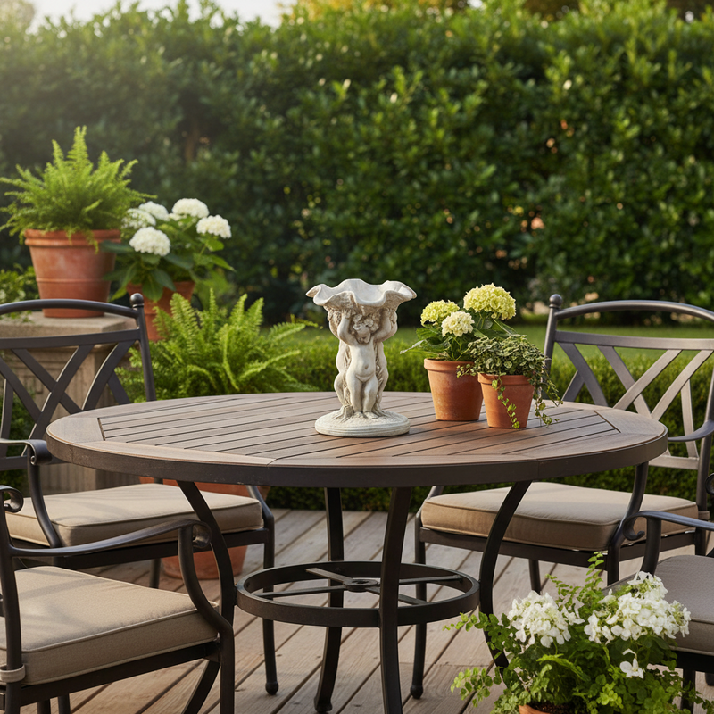 Cherubs Holding Birdbath Bowl Outdoor Statue (9-Inch)