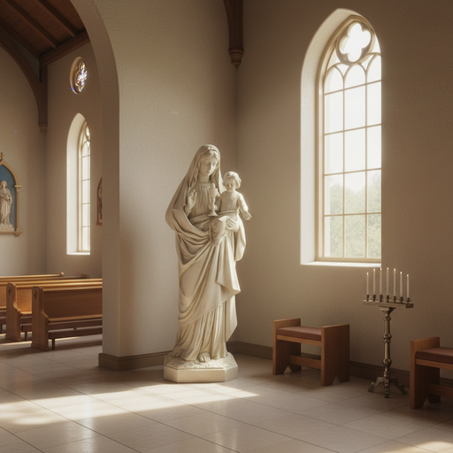 Our Lady Blessed Sacrament Mary with Jesus Statue (67 - Inch) Side Angle