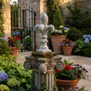 Fleur De Lis Monticello Outdoor Statue (35 - Inch) Side Angle