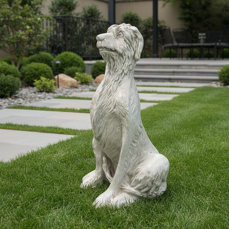 Irish Wolfhound Dog Garden Statue (49 - Inch) Side Angle