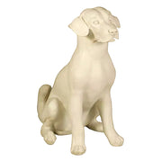 Sitting dog statue with classical European style, featuring smooth lines and subtle ornate detailing in a timeless pose.