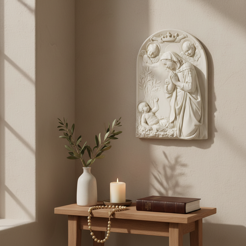 Adoration of the Child Religious Statue (29 - Inch) Side View