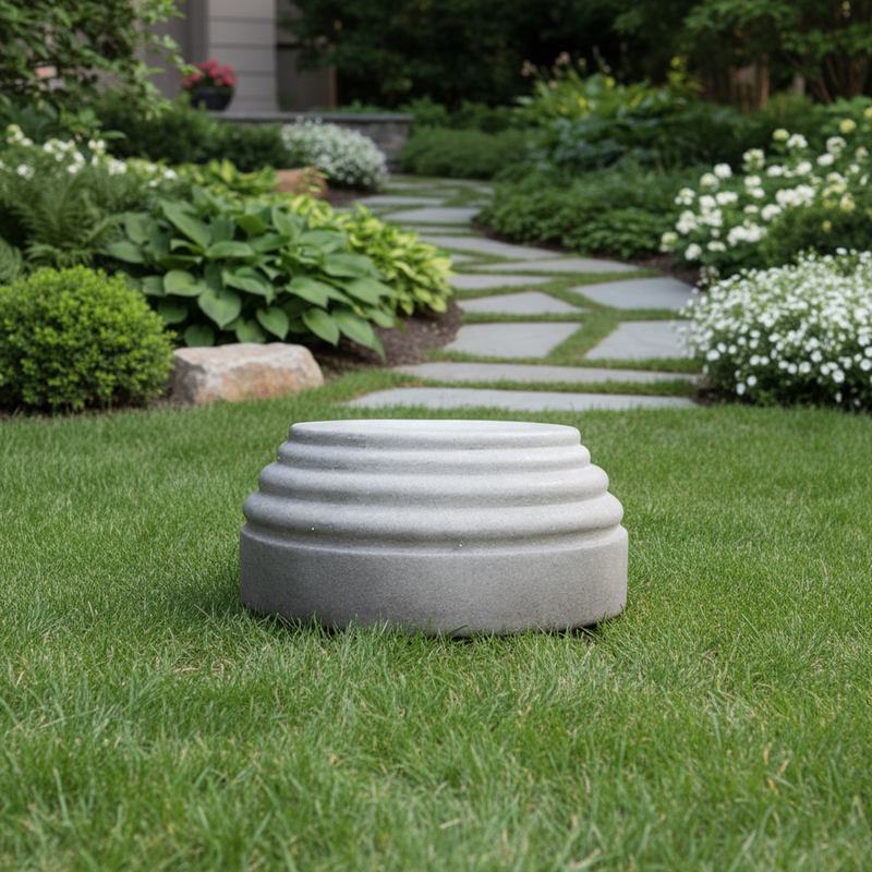 Four Tier Base Outdoor Statue (8 - Inch) Side Angle