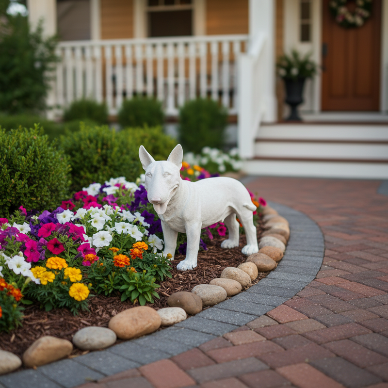 Bull Terrier Dog Garden Statue (19-Inch)