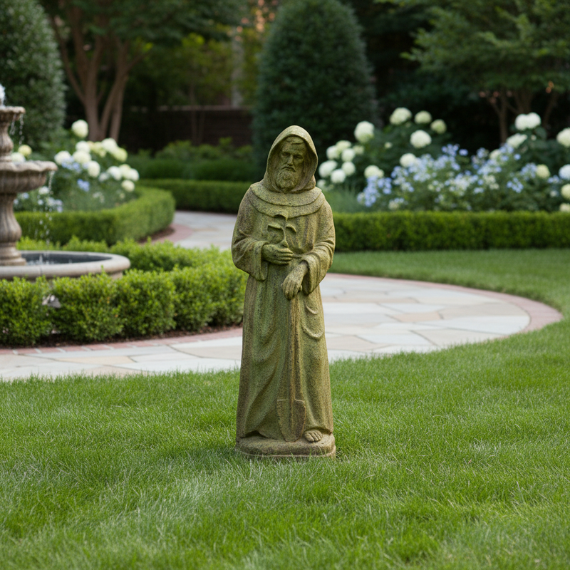 Saint Fiacre Statue (25 - Inch) Side Angle