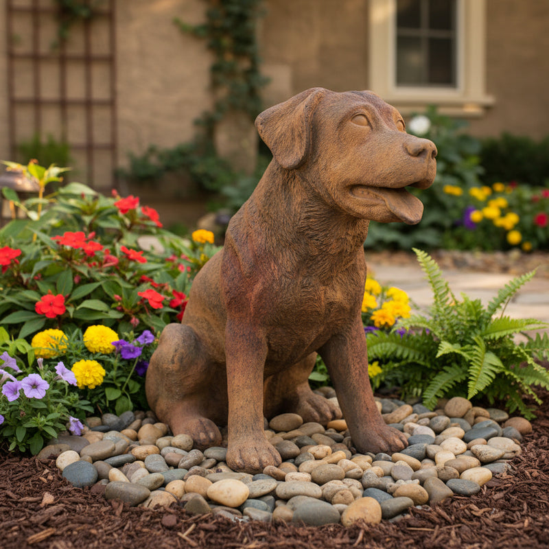 Old Barney Dog Statue (19 - Inch) Side Angle