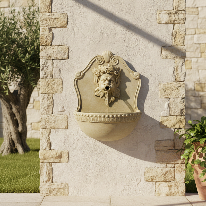 Lifesize Saint Eteinne Cherub Fount Wall Fountain (42 - Inch) Side Angle