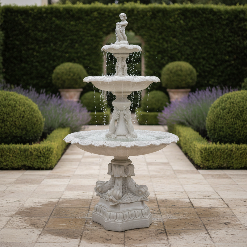 Large Dolphin Fountain (101 - Inch) Side Angle