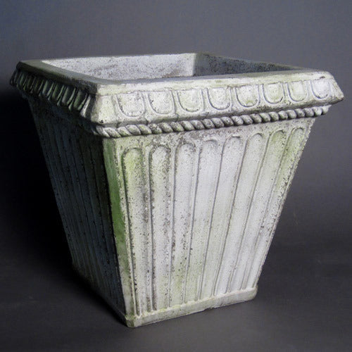 Fluted Square Pot Garden (Tall) (17.5 - Inch) Side Angle