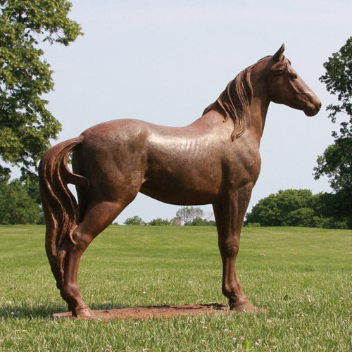 Stallion Horse Garden Statue (47 - Inch) Side Angle