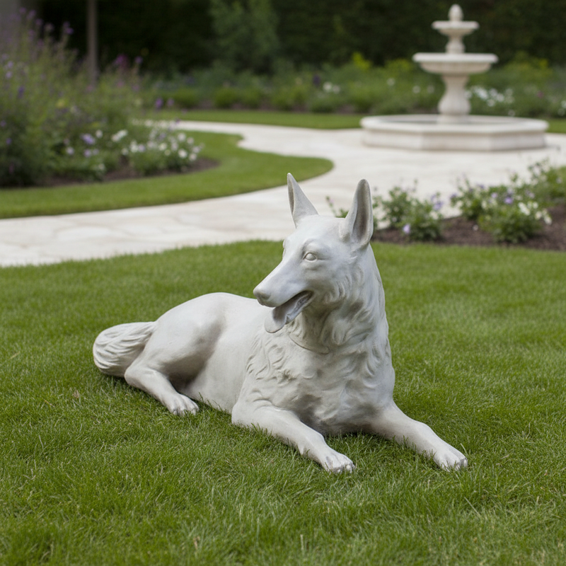Wolf Garden Statue (23 - Inch) Side Angle