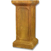 Ornate old world European pedestal with classical rectangular shape, raised panel detailing, and a sturdy, architectural base.