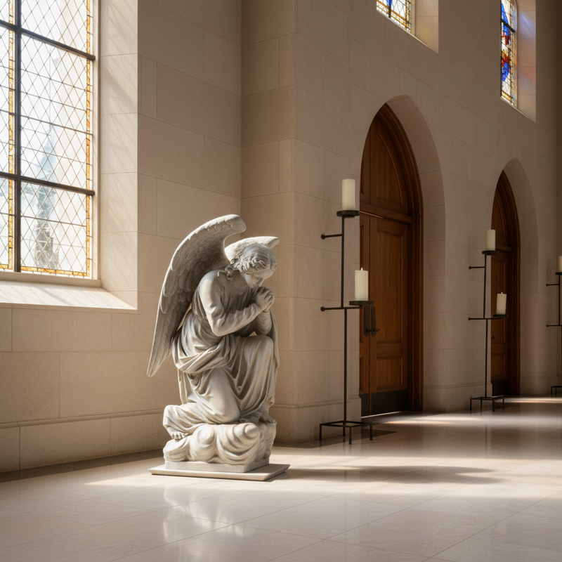 Pair Of Kneeling Angels Outdoor Statue (56-Inch)