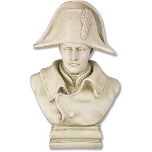 Bust of a man in a military coat and ornate bicorne hat, sculpted in classical old world European style with detailed facial features.