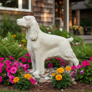 Spaniel dog statue with classical European style, featuring detailed fur texture and elegant, lifelike posture. Side Angle