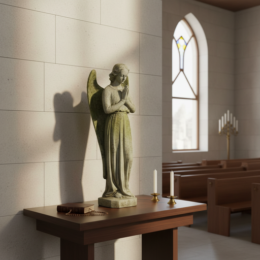 Standing Angel Outdoor Statue (25 - Inch) Side Angle