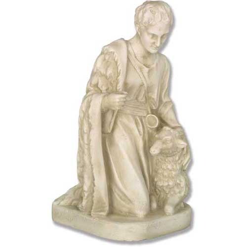 Kneeling Shepherd with Sheep Statue (19 - Inch)