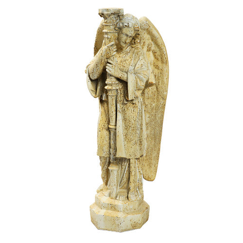 Standing Angel With Candlestick Outdoor Statue (27-Inch)