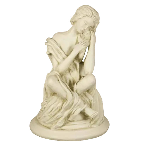 Seated classical female figure in a contemplative pose, draped in flowing robes, featuring ornate Renaissance-inspired detailing.