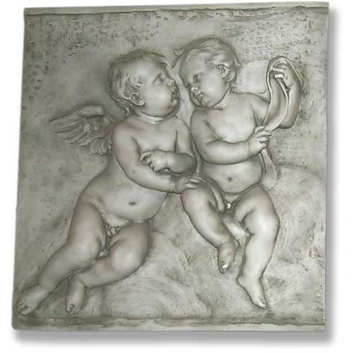 Two Singing Cherubs Frieze Outdoor/Indoor Statue