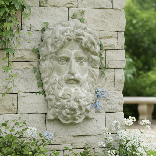 Poseidon Greek Garden Plaque (8.0 - Inch) Side Angle