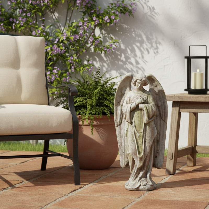 Sympathy Praying Angel Outdoor Statue (18 - Inch) Side Angle