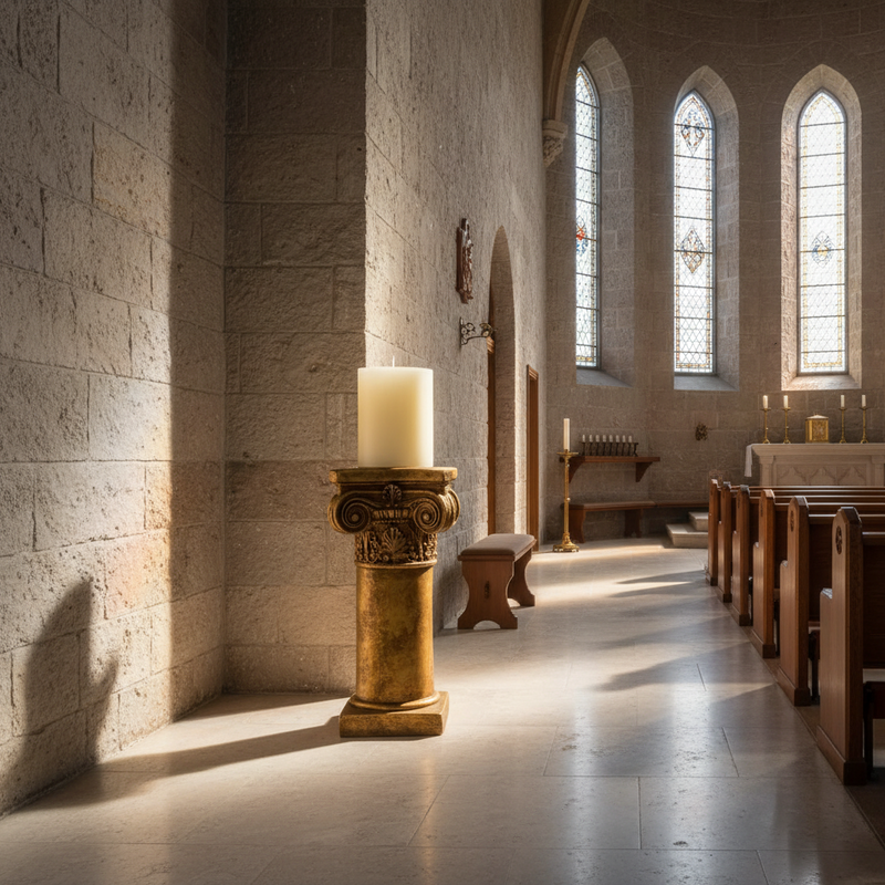 Smooth Ionic Religious Candleholder Statue (11-Inch)