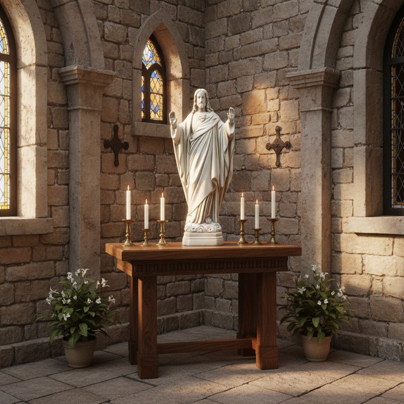 Jesus Christ Blessing Statue (26 - Inch) Side Angle